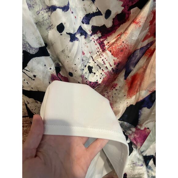 Suzi Chin Maggie Boutique Sheath Midi Dress SILK Floral Watercolor Sleeveless 12 - Picture 7 of 8